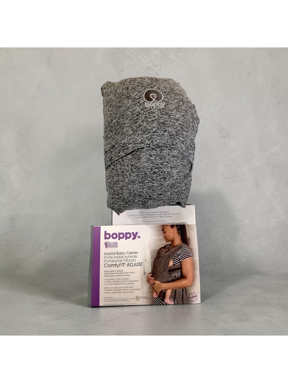 NWT - No Box Boppy ComfyFit Baby Carrier Heather Gray Adjustable Wrap